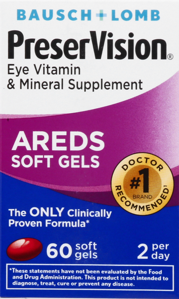 Bausch + Lomb PreserVision Eye Vitamin & Mineral  Supplement AREDs Soft Gels