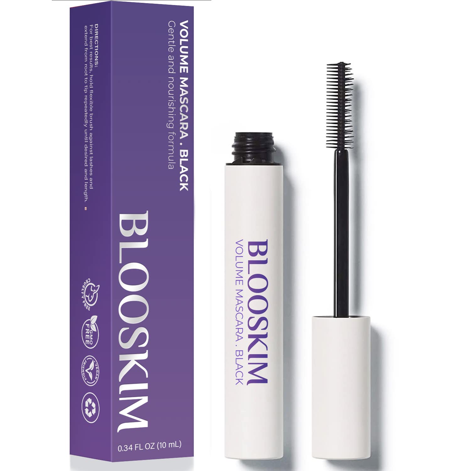 BlooSkim Mascara for Older Women: Benefit Waterproof Volume Extreme Length Lashes - Lengthening Lifting Eye Makeup Sensitive Washable Mascara - Black 0.34 Fl Oz