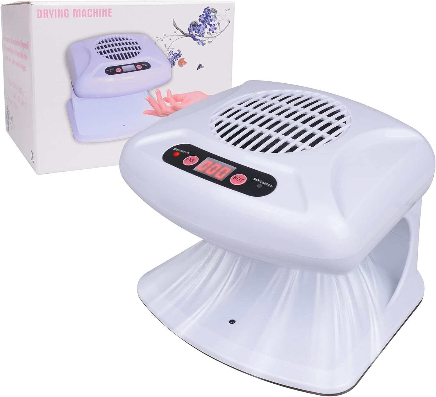 Air Nail Dryer with Automatic Sensor, 300W Timing Nail Fan Blow Dryer for Both Hands and Feet, Warm & Cool Wind Blower for Regular Nail Polish, Home and Salon Use No Harmful (Light Blue)