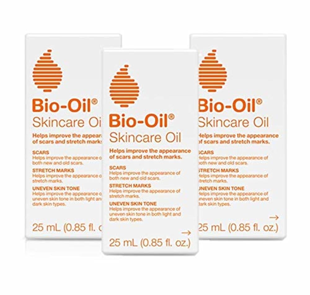 Bio Oil Skincare Oil Serum for Scars and Stretch Marks, Body and Face Moisturizer, Dermatologist Recommended, Non-Comedogenic, Travel Size, For All Skin Types, Vitamin A, E, 0.85 oz, Pack of 3